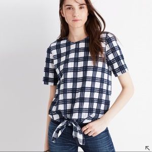 Plaid button back tee -Madewell